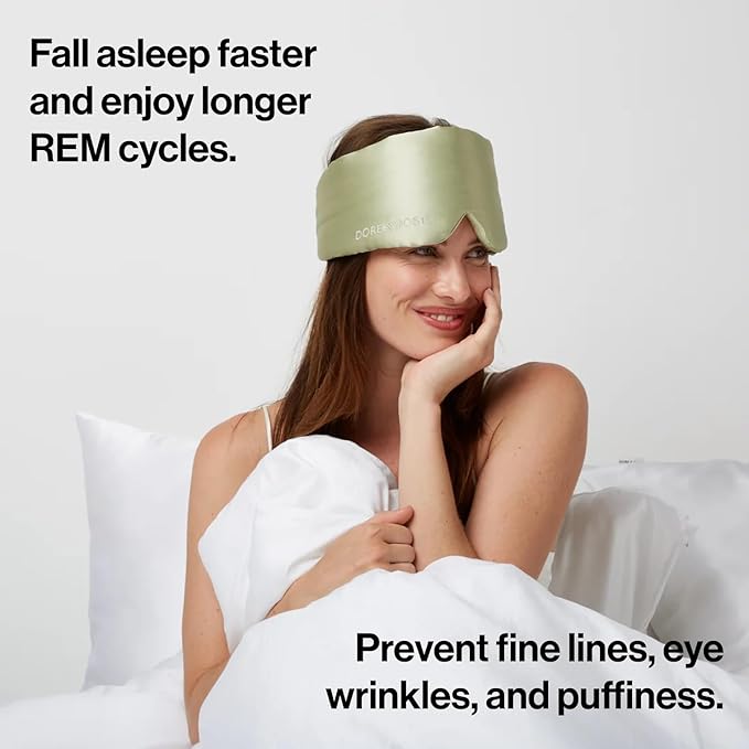 Dore & Rose Deep Sleep Mask Light Blocking, 23 Momme Mulberry Silk Eye Mask, Ultra Soft, Adjustable - Travel Sleeping Mask for Men & Women (Olive)