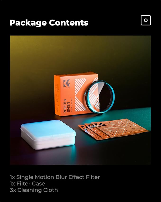 K&F CONCEPT 67mm Unilateral Blur Ghost Motion Filter Super Speed Effects for Camera Lens Clear Optical Glass with Cleaning Cloth