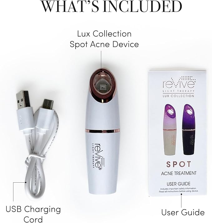reVive Light Therapy Lux Collection Spot Acne Device, Portable Red & Blue Light LED Therapy Products for Blemish-Prone Skin, Rechargeable, On-the-Go Face Tools for Skincare