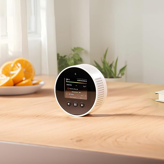 VEVOR Radon Detector for Home, Portable Radon Gas & Air Quality Monitor with LCD Color Display, Visual & Audible Alarms, Long-Term Monitoring, Battery Operated or Wired Use