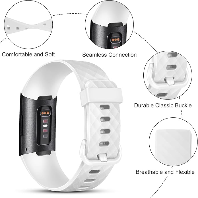 Vancle Bands for Fitbit Charge 4 Bands/Fitbit Charge 3 Bands Women Men[4 PACK], Classic Soft Replacement Sport Straps Wristbands for Fitbit Charge 4 / Charge 3 Fitness & Health Tracker