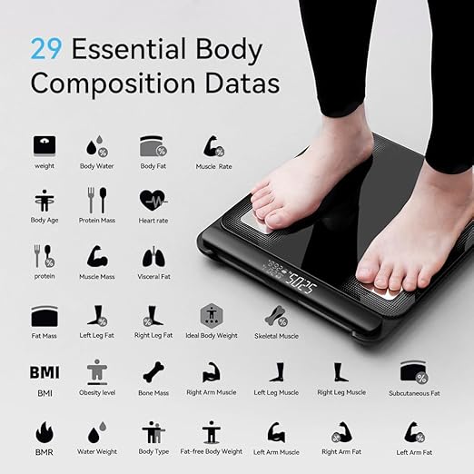 Fitdays Smart Scale for Body Weight and Fat Percentage FSA&HSA Eligible, 8-Electrode Digital Bathroom Scale with BMI, Body Fat & Muscle Mass to 28 Body Composition and Printable Body Analysis Report
