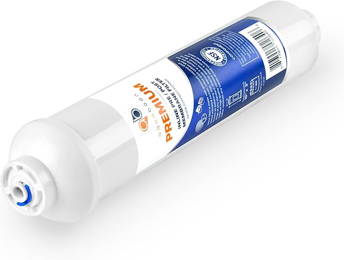 Aquaboon Premium Inline Post/Carbon Polishing Water Filter Catridge for Reverse Osmosis System Standard Size (Quick Connect Fiting) RO Water Filter Replacement Compatible with ICF-10 2-Pack