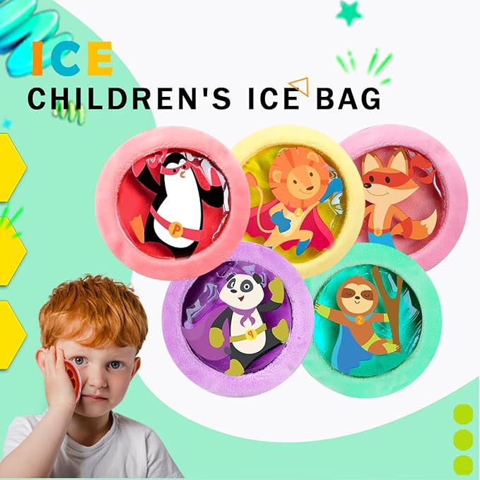 Kids Ice Pack, Hot or Cold Pack Gel Cooling Pad, Reusable for Injuries Medical Health,Swelling and Pain Relief, Tired Eyes, Child Injury, Headache, Sinus Relief (5 pcs) Vary