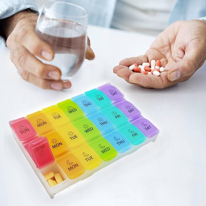 Extra Large Weekly Pill Organizer 8 Day x 7 Compartments per Day dust-Proof Design Pill Box Pill Cases by Week, Pill Dispenser Container to Hold Vitamins Fish Oil (21 Days, 3 Weeks)