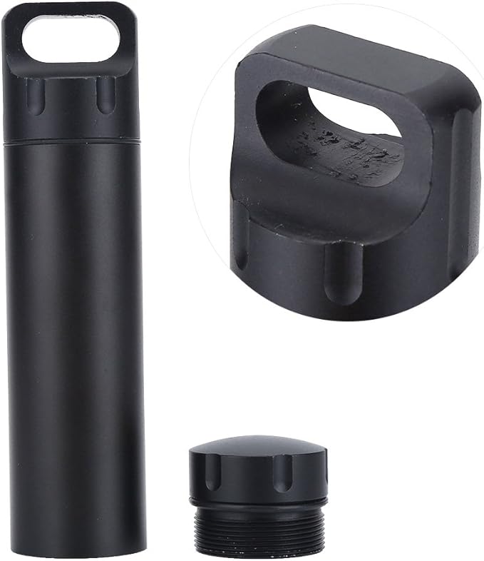 Milltrip Aluminum Alloy Container, Metal Holder Bottle Outdoor Single Chamber Storage Box Mini Container (Black)
