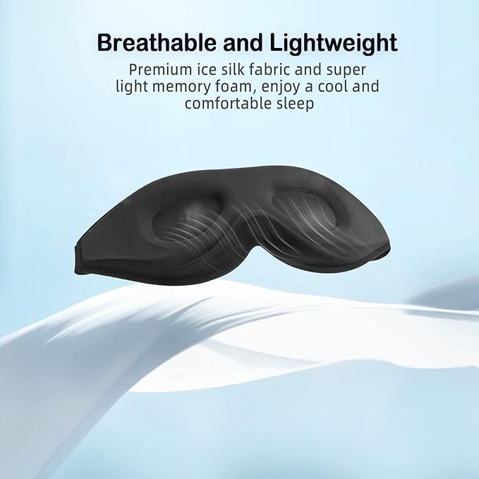 LitBear Sleep Mask for Side Sleeper Women Men, Eye Mask for Sleeping Light Blocking, 3D Contoured Cup Sleeping Mask, Soft Breathable Sleep Eye Mask with Adjustable Elastic Strap for Flight Nap