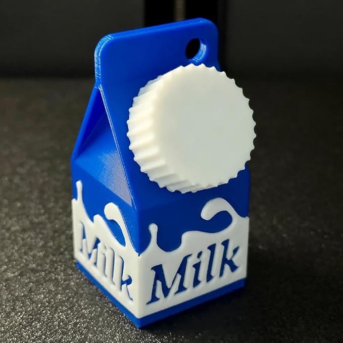 Generic Milk Carton Pill Holder Keychain, Lactose Intolerant Pill Case, 1 Compartment, Portable, Giftable