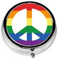 LGBTQ Peace Pill Box 3 Compartment Small Pill Case,Portable for Pocket or Purse Pill Organizer Pill Container Holder with Mirror to Hold Vitamins, Medication, Fish Oil and Supplements