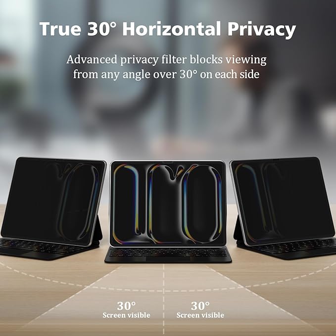 PYS Privacy Screen Protector for iPad Air 13 Inch M3 2025 & M2 2024, Nano Detachable 30-Degree Privacy Filter, Reusable & Removable, Matte Finish Anti-Glare, Anti-Scratch, Easy Installation