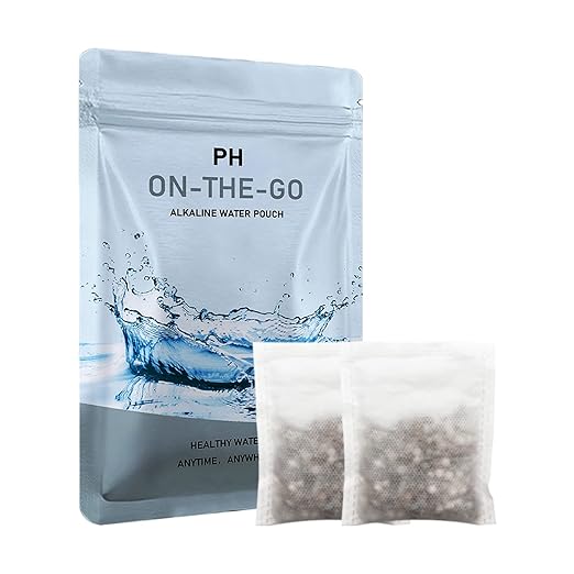 Alkaline Water Filter Pouch, 2 Pack, Portable, White, 20 oz, Increases pH, Removes Toxins, Reduces ORP, Softens Water, Enhances Taste and Smell, Made in USA