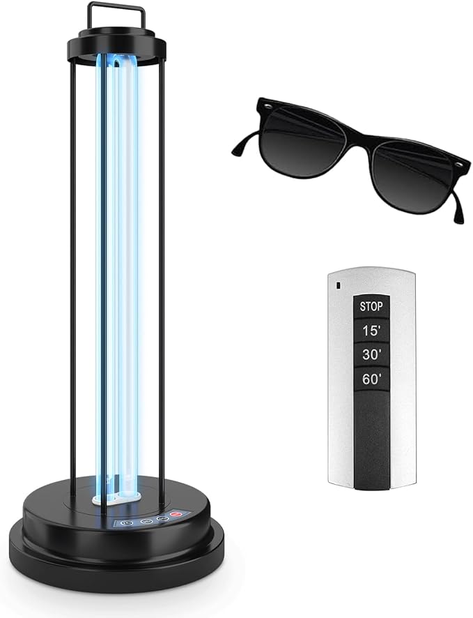 UV Light Sanitizer, 40W Metal Ultraviolet Sanitizer with Ozone, Ultraviolet Light with 3 Speed Timings, Home Disinfection Device, Dust Mites Remover for Room, Kitchen, Hotel, Office