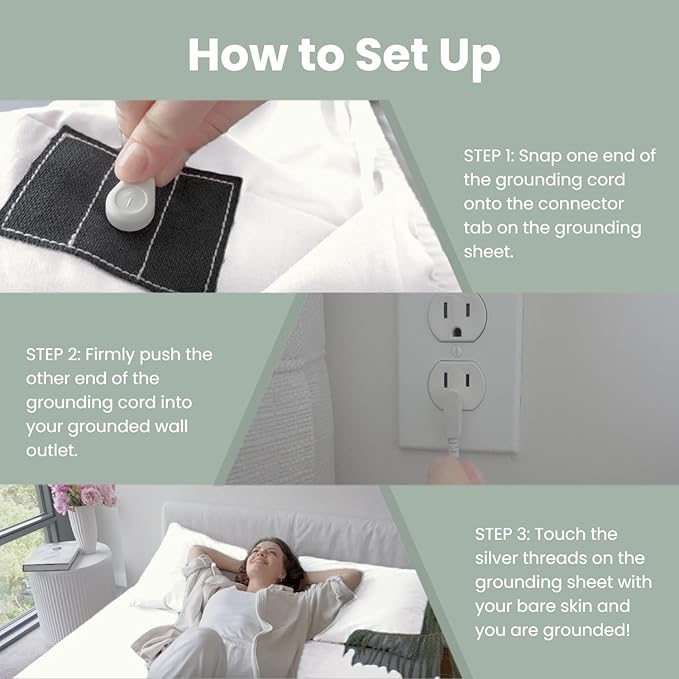 GLUYOHEY Grounding Flat Sheet Cali-King (108"x102") Conductive Silver Fiber Earthing Bed Sheets with Grounded Cord Reconnect with Earth’s Energy for Better Sleep and Enhanced Wellness, Off White