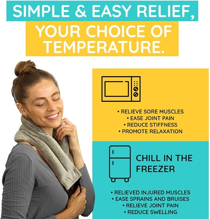 Versa Plus Versatile Heated Neck Wrap Microwavable - Neck Warmer Microwave Heating Pad for Shoulders, Sore Muscles - 29 Inches - 1 Pack