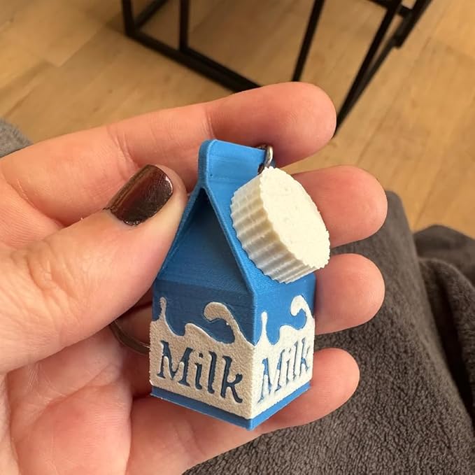Generic Milk Carton Pill Holder Keychain, Lactose Intolerant Pill Case, 1 Compartment, Portable, Giftable