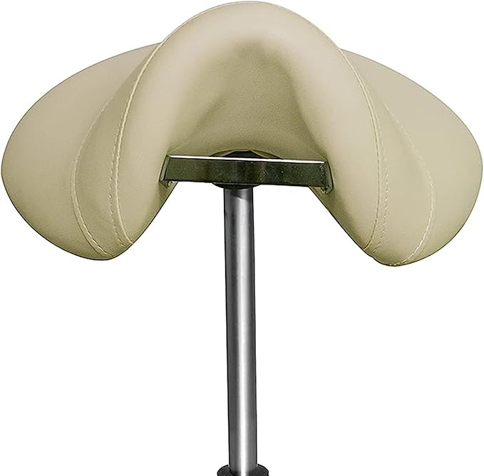PureSana Chromium Professional James 360-Degree Full Rotational Saddle Cutting Stool with Adjustable Air Life Mechanism & Wheel Casters, Tan