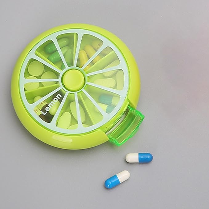 Weekly Pill Dispenser - Portable Round Pill Storage Box, Weekly Pill Case, Fruit-Shaped Design Storage Supplies for, Candy, Pills, and Other Items