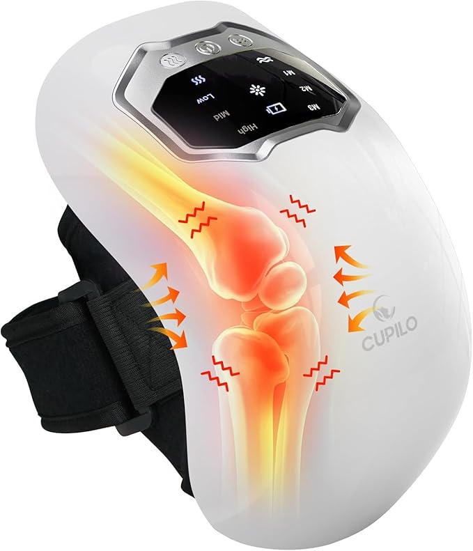 Knee Massager with Heat and Vibration - FSA Eligible HSA Approved - Portable Cordless Knee Massagers for Knee Pain Relief, Gifts for Mom Dad Grandpa Grandma The Elderly Seniors Parents