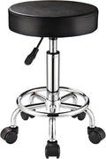 Adjustable Stool with Wheels Round Rolling Stool for Spa Salon Massage Office Chair (Black)