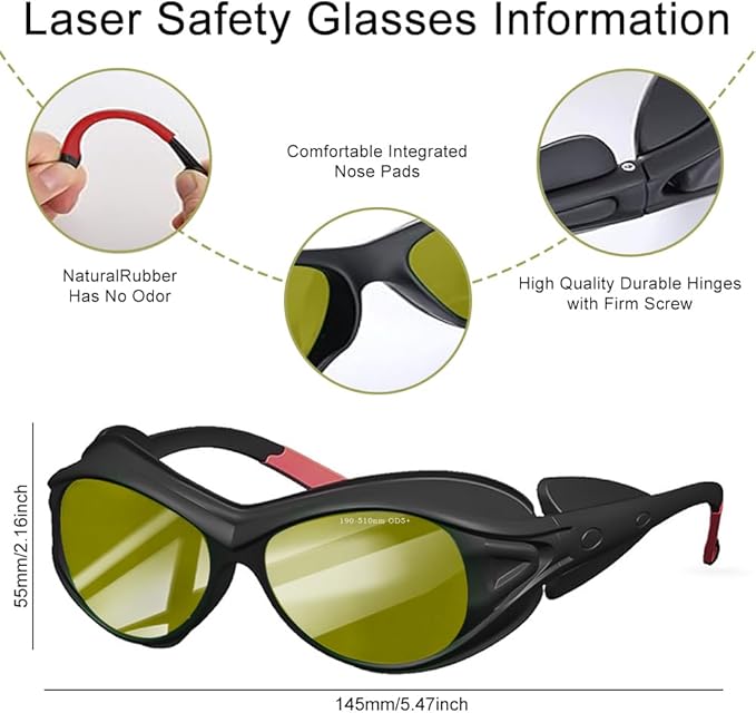 mozeeda Professional IPL Laser Safety Glasses Eye Protection,190-510nm OD4+ Laser Glasses Eye Protection, Laser Hair Removal Goggles for Treatment Cosmetology Operator