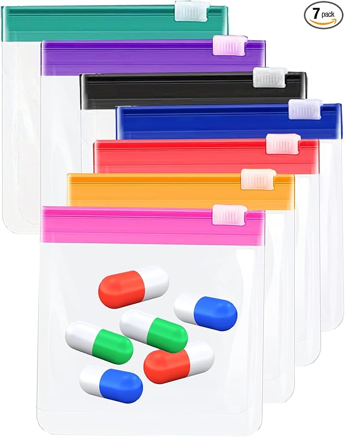 7 Pcs Pill Pouches Pill Bags for Travel Reusable Pill Pouches for Medicine(Multicolor)