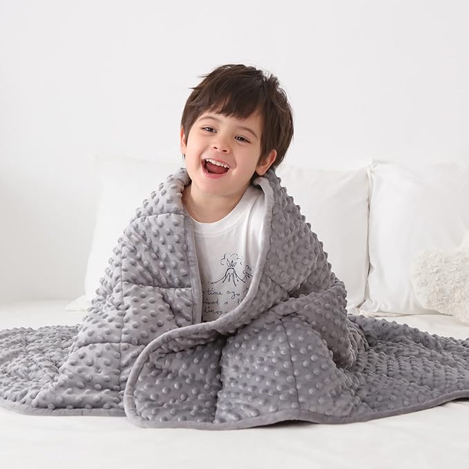 Kids Weighted Blanket Twin 5lbs (36"×48",Gray) Breathable Soft Minky Weighted Throw Blanket for All Season,Heavy Blanket with Premium Glass Beads