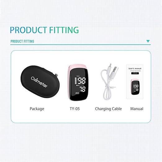 Oximeter, Blood Oxygen Meter, Fingertip Pulse Oximeter, Rechargeable Pulse Oximeter, Accurate Rapid Blood Oximeter SpO2 Reading Outdoor Sports Wide Use (Pink)