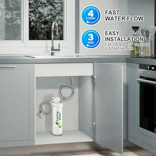 CW-CF Under Sink 5-Stage, No Drilling Required, Environmentally Friendly Filter Reduces Lead, Chlorine, Bad Taste & Odor,Fluoride,NSF/ANSI 42 Certified for Sink Faucet
