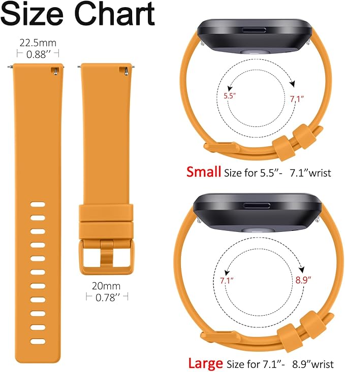 Mugust Sport Bands Compatible with Fitbit Versa 2 / Fitbit Versa/Versa Lite/Versa SE, Classic Soft Silicone Replacement Wristbands Straps for Fitbit Versa 2 Smart Watch Women Men (Large,Turmeric)