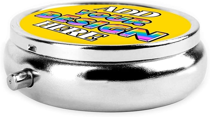 Custom Pill Container, Medicine Pill Box Case Organizer Travel Pill Holder Vitamin for Purse Med Wallet Portable Mini Pastillero Round, Gold, Personalized Gifts