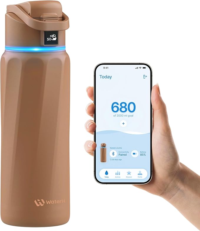 BOOST Smart Water Bottle with Reminder & Tracker, Double Wall Vacuum Insulated Bottles Stainless Steel, 32oz BPA-Free Wide Mouth for School, Gym, Office, Ideal for Mother's Day
