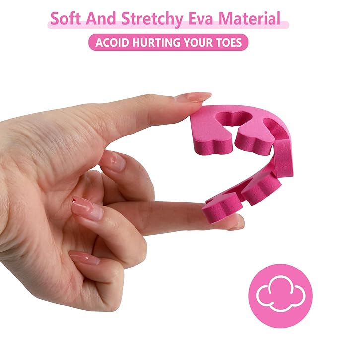 Toe Separators Set - 52 Pieces Premium Pedicure Tool, Spa Party Salon Polishing Separator (Hotpink)