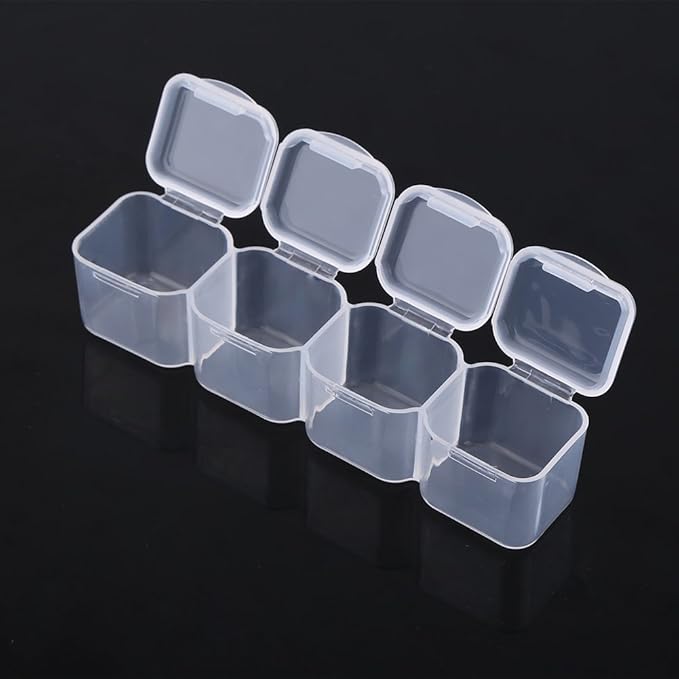Monthly Pill Organizer,Clear Plastic 28 Slots Adjustable Oversized Pill Box for Travel, Storage Organizer for Storing Pills, Earrings, Finger Rings, Necklace Beads