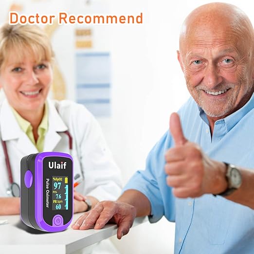 Pulse Oximeter, OLED Display Oxygen Monitor Fingertip, Blood Oxygen Saturation Monitor (SpO2) with Carrying Case, Batteries and Lanyard