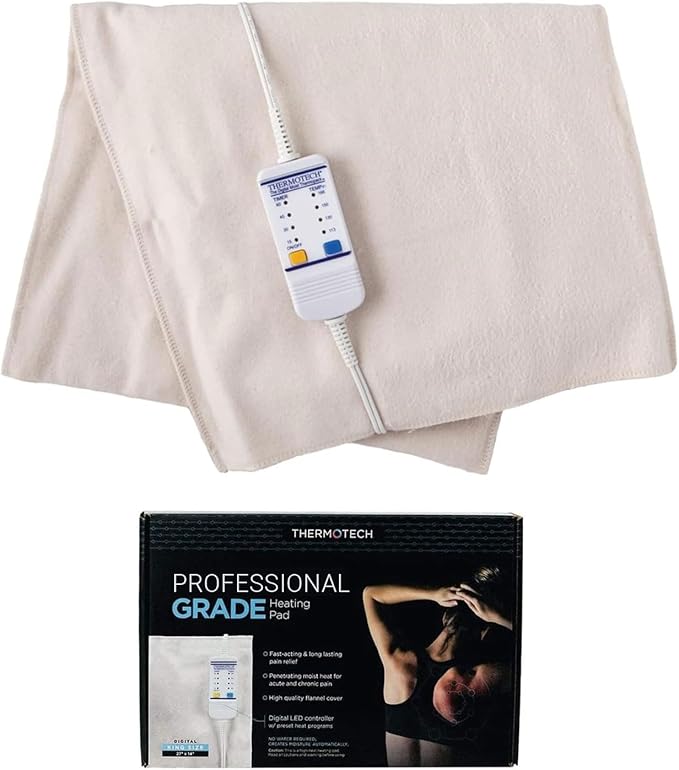 Professional Grade Heating Pad with Automatic Moist Heat by Thermotech, High-Heat Heating pad for Deep Penetrating Heat - 2nd Gen Version (Extra Large King Digital - 26" by 14")
