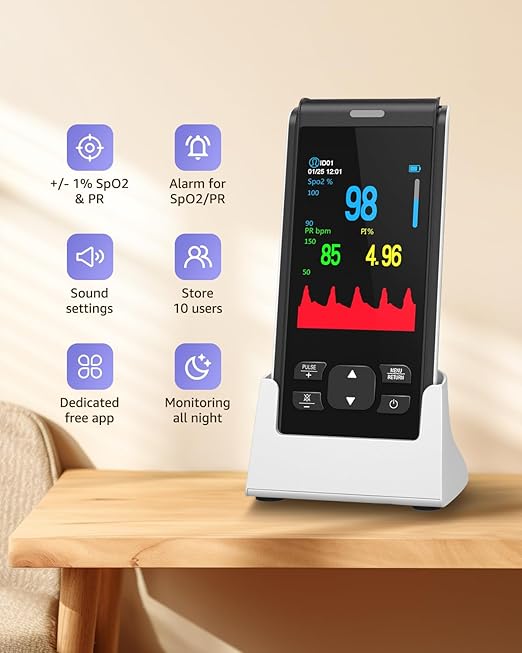 Pulse Oximeter Fingertip Infant Pulse Oximeter Overnight for Kids Handheld Blood Oxygen Saturation Monitor for SpO2 and Pulse Rate Continuous Infant Monitoring Baby Oxygen Monitor & Adult Finger Spot