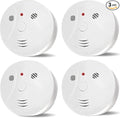 4 Pack Smoke Detector Fire Alarms Battery Operated with Photoelectric Sensor and Silence Button, Travel Portable