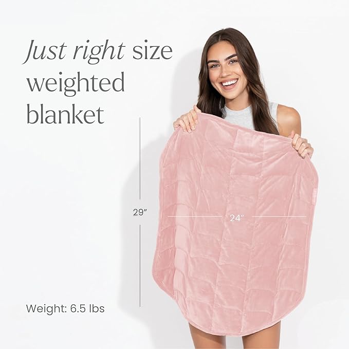nodpod Body 6.5lb Patented Compact Weighted Blanket I Perfect for Relaxation, Sleeping & Travel l I Glass Bead Filled, Machine Washable (29" x 24") - Blush Pink