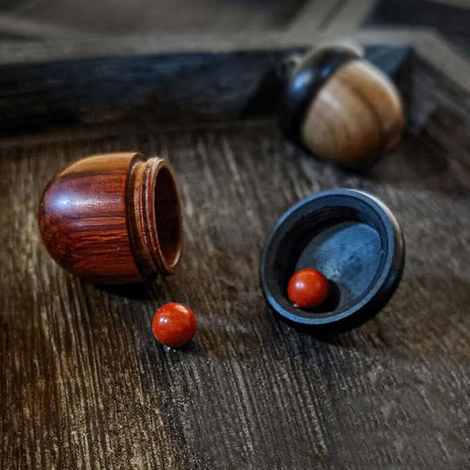 Solid Wood Weekly Pill Organizer,Wooden Nut Travel Pill Case,Solid Wood Medicine Pill Box,Mini Sandalwood Rescue Pill Case,Portable Tablets Storage Sealed Can for Outdoor