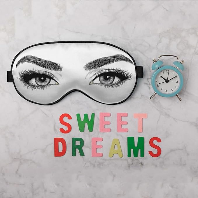 Sexy Eyes Sleep Eye Mask Woman Eyelashes Eyebrows Beautiful Silk Eye Mask Sleeping Soft Eye Shade Cover for Men Women Boy Girl Airplane Travel with Elastic Strap