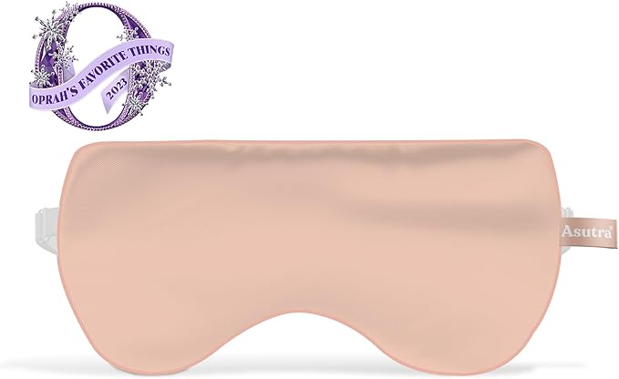 ASUTRA Silk Eye Pillow for Sleep, Light Pink - Filled w/Lavender Buds & Flax Seeds, Weighted Eye Mask, Meditation & Light Blocking Blindfold, Cooling Gel Mask Included