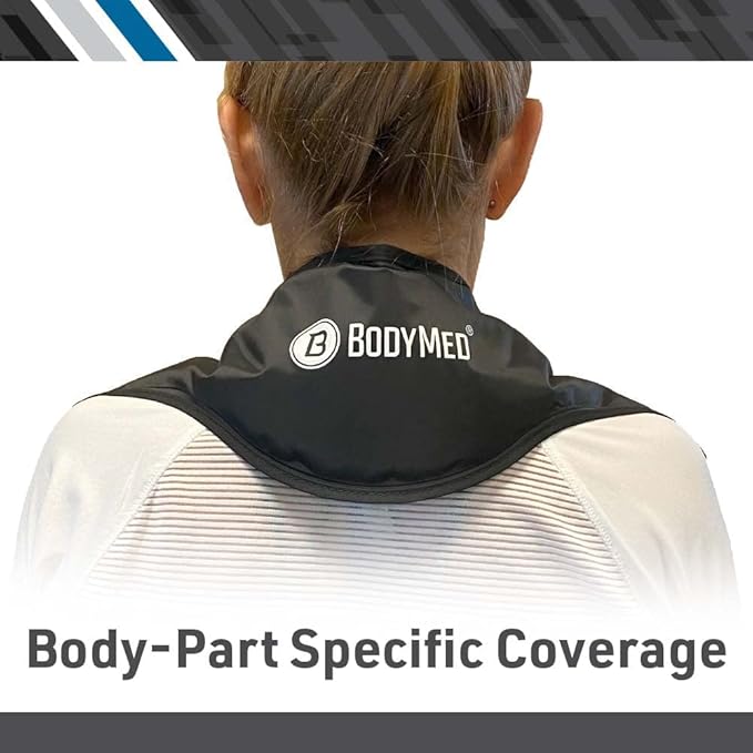 BodyMed Reusable Gel Ice Pack Cold Compress (2-Pack) for Neck - Professional Grade Cold Therapy for Injuries, Aches, Swelling, Bruises, Sprains - 21 in. x 6 in. (Neck Contour)