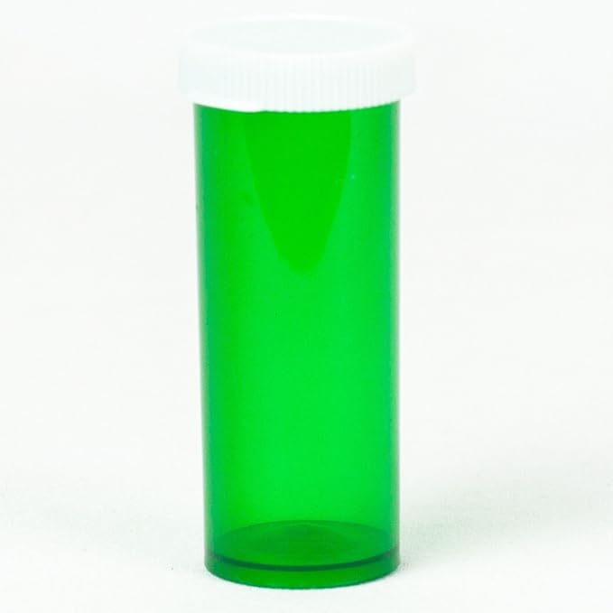 Five Star Supplies Snap Cap Plastic Pill Bottles - Easy Open Snap Cap - Pill Container Prescription Vial (Green, 6 DRAM 600 ct.)