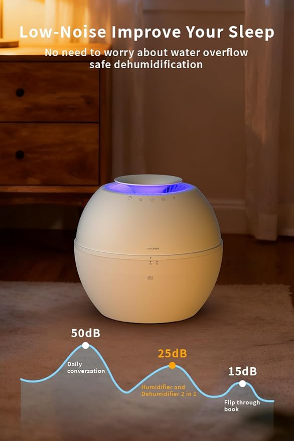 HD021 Dual 2 in 1 Dehumidifier & Humidifier Combo Small Dehumidifiers with Drain Hose 101oz Water Tank Compact Portable Air Purifier Smart Dehumidifier Auto Steam Humidifiers for Bedroom Home