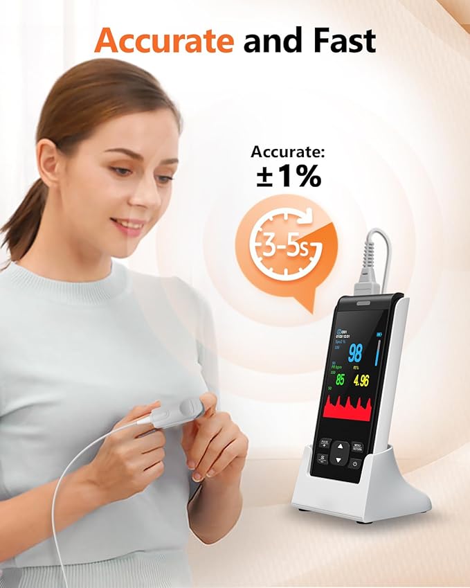 Pulse Oximeter Rechargeable Fingertip Pulse Ox, Handheld Pulse Oximeter, HealthTree Finger Blood Oxygen Saturation Monitor with SpO2 & Pulse Rate, Portable Oxygen Meter Finger for Adults
