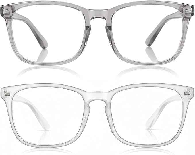 2 Packs Professional Sleep Glasses with 97.6% Blue Light Blocking Dual AR Coatings Clear Lens, Computer Gaming Glasses for Men Women, Anti Fatigue & Eye Strain