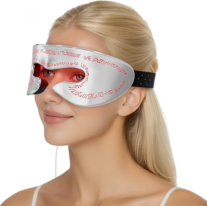Red Light Therapy for Eyes, Under Eye Red Light Eye Mask for Fine Lines Eye Bags, 3 Modes Face Mask Device, Infrared Light Therapy for Dark Circles, Visual Wellness, Eye Fatigue, Jet Lag