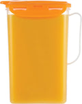 LocknLock Aqua Fridge Door Water Jug with Handle BPA Free Plastic Pitcher with Flip Top Lid Perfect for Making Teas and Juices, 2 Quarts, Orange