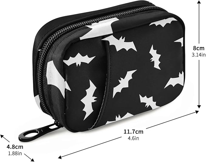 Halloween Bats Pill Box 7 Day Pill Case Travel Pill Organizer Bag with Zipper Portable Weekly Vitamin Medicine Supplement Holder Pouch Bag