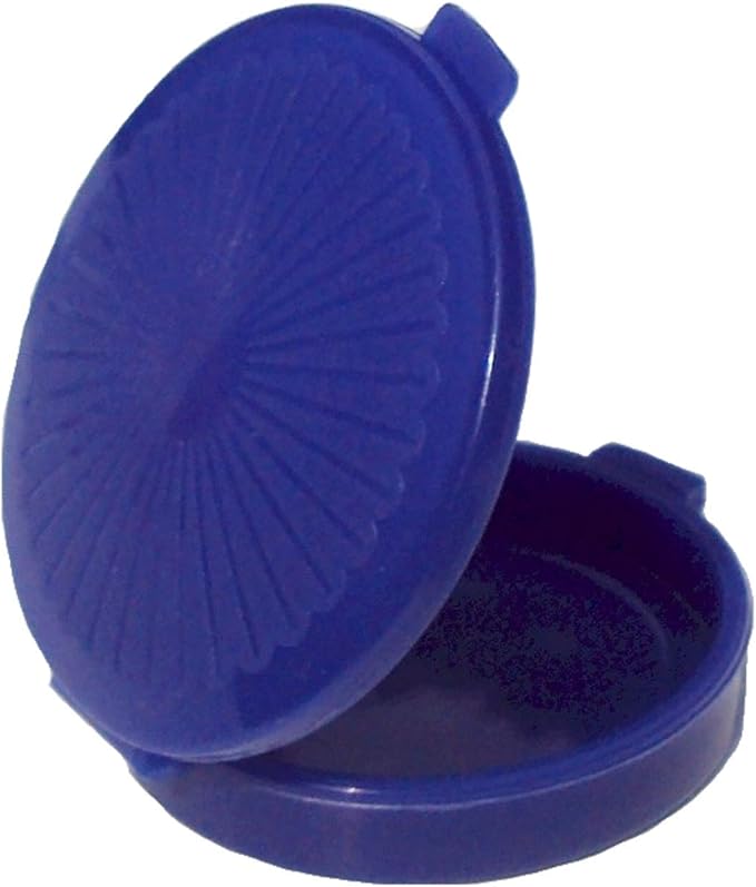 Tupperware Mini Clamshell Pill Keeper Round Pocket Container, Blue